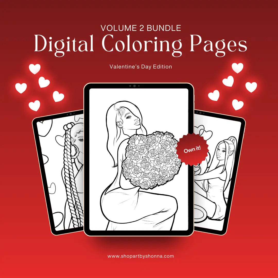 Coloring Pages Bundle Valentines Day Edition Art x SJK