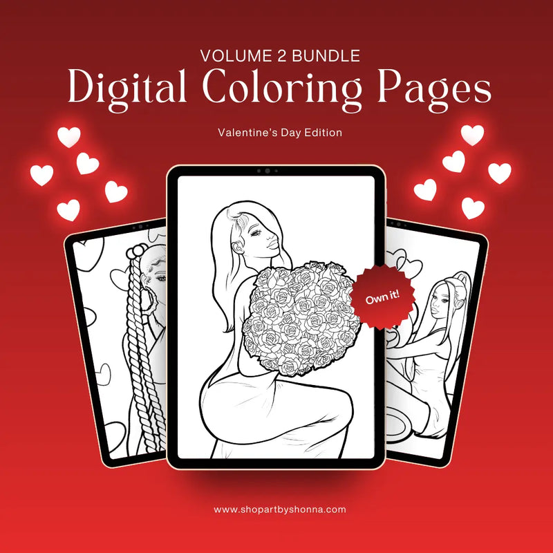 Coloring Pages Bundle Valentines Day Edition Art x SJK
